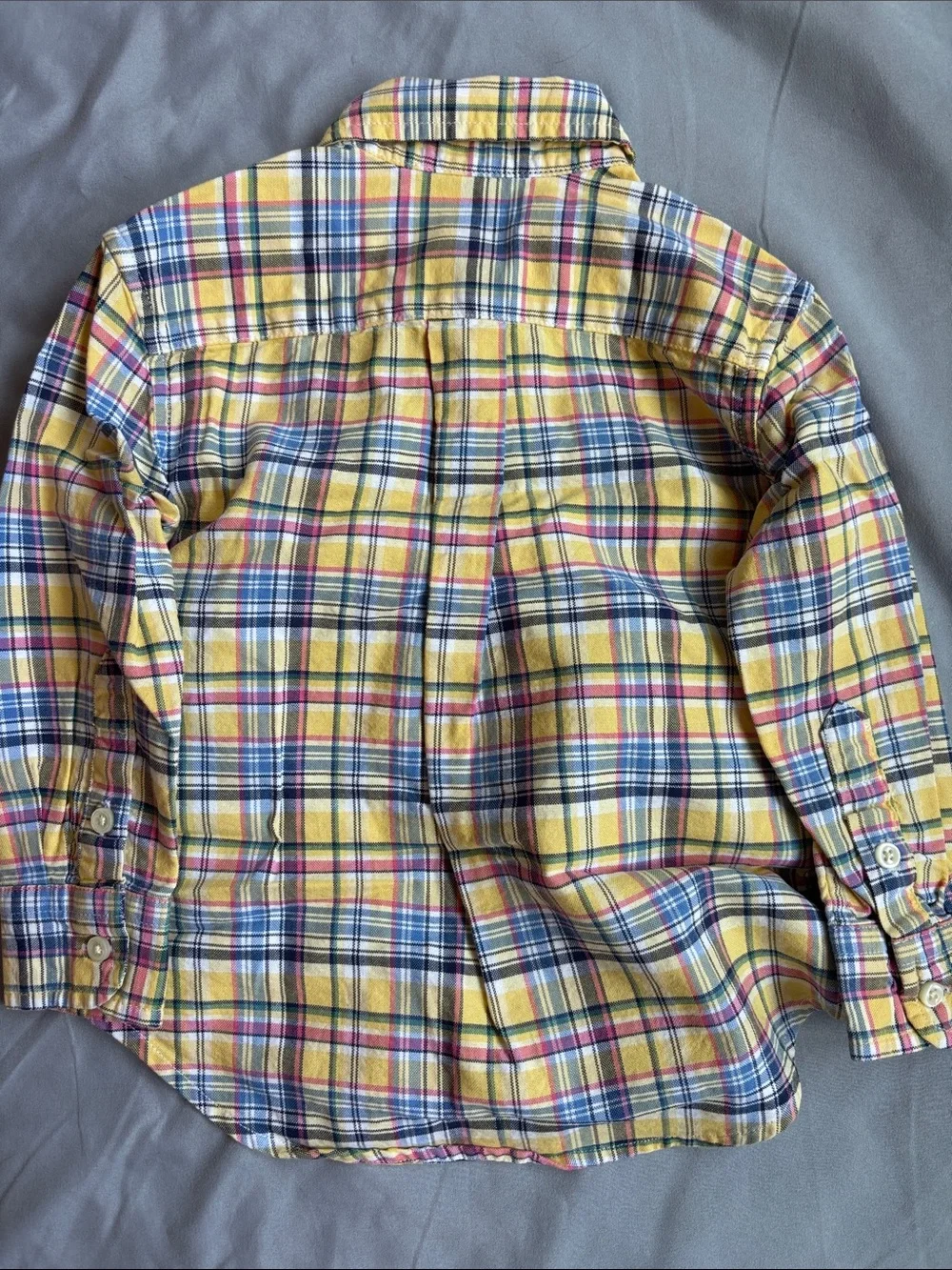 Ralph Lauren Yellow Plaid Button-Down Shirt with Blue & Pink Accents